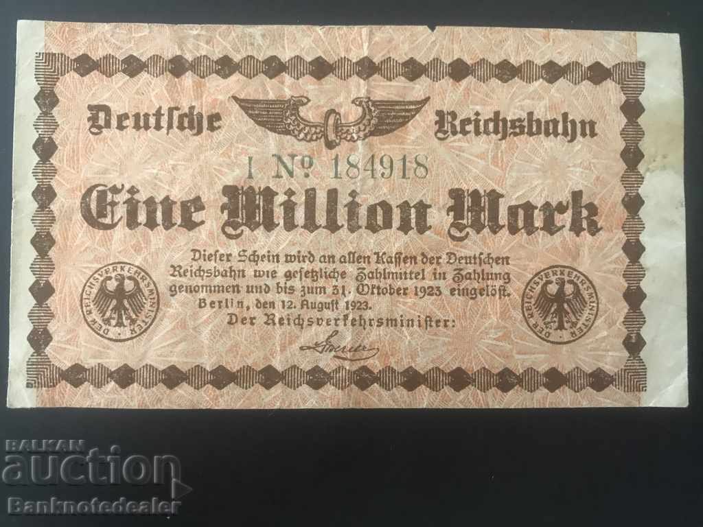 Germania Reichsbahn 1 milion Mark Berlin 1923 Ref 4918