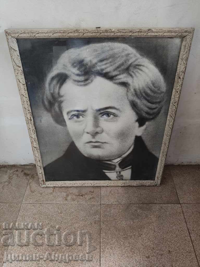 Vintage portrait in a frame with glass