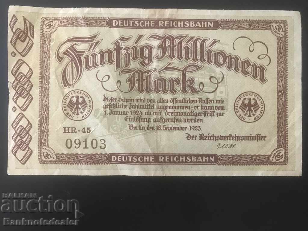 Germany 50 Millionen Mark 1923 Ref 09103