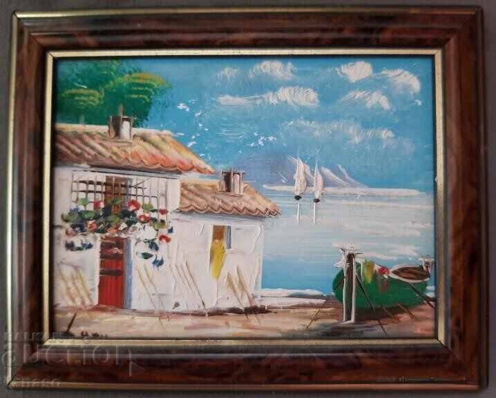 Малка маслена картина, морски пейзаж Малка маслена картина, морски пейзаж