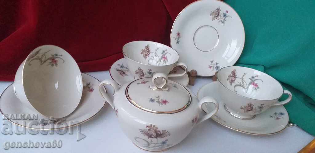 Beautiful teacups and sugar bowl BAVARIA/marked - 6 Beautiful teacups and sugar bowl BAVARIA/marked - 6