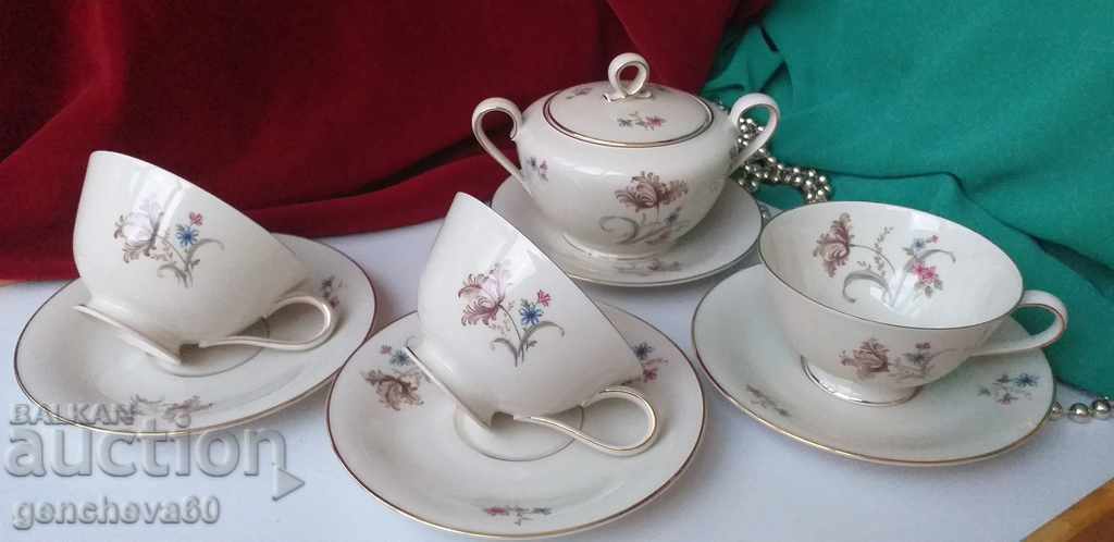Красиви чаши за чай и захарница BAVARIA/маркировка