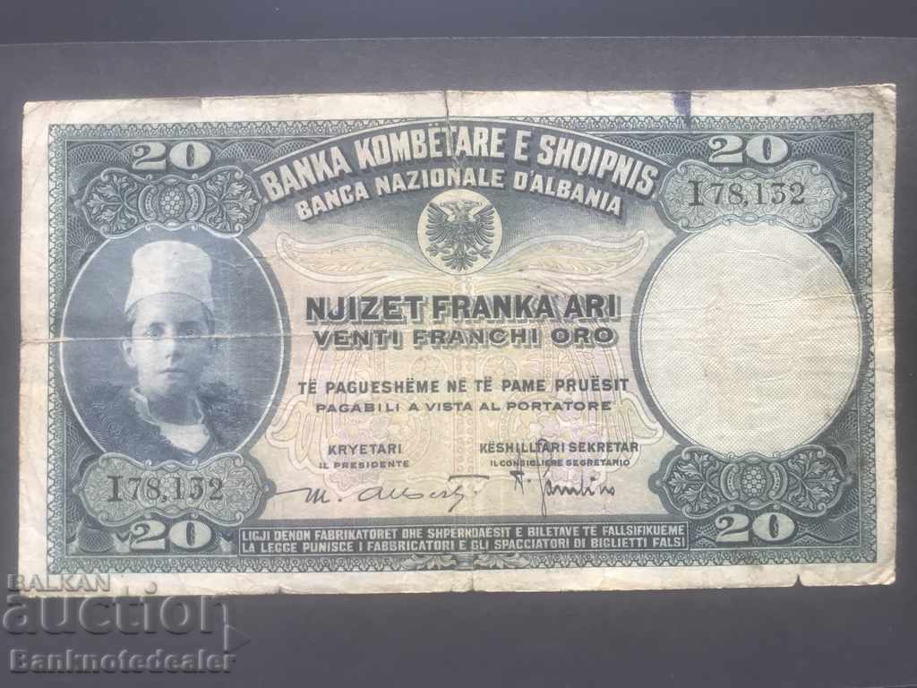 Albania 20 Franka 1926 Pick 3 Ref 8132