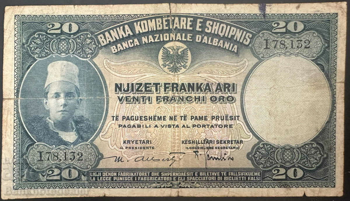 Albania 20 Franka 1926 Pick 3 Ref 8132