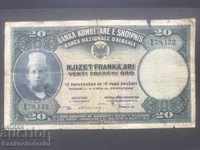 Albania 20 Franca 1926 Pick 3 Ref 8132