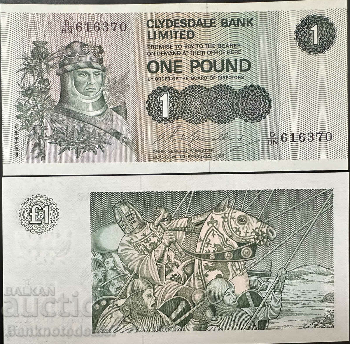 Scotland Clydesdale Bank 1 Pound 1980 Pick 204c Ref 6370 Unc