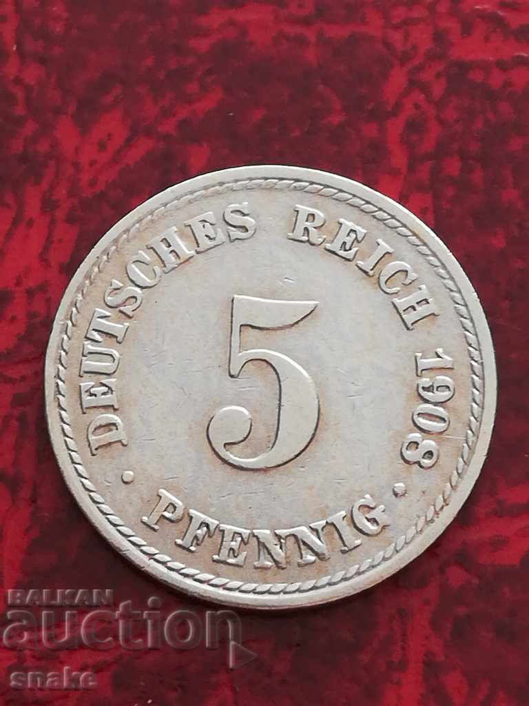 Γερμανία 5 πφένιγκ 1908γ. Α-Βερολίνο