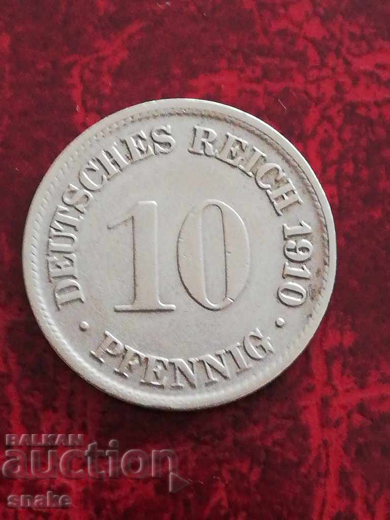 Германия 10 пфенинга 1910г. F-Щутгарт