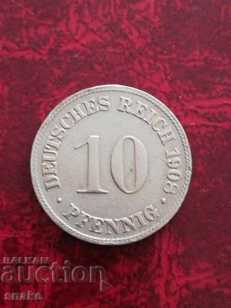 Germany 10 pfennigs 1908 D-Mülchen