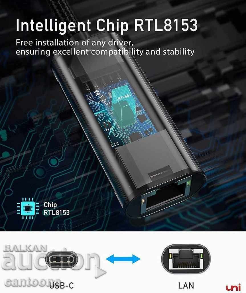 Auction uNi USB C to Gigabit Ethernet adapter, Realtek RTL8153 Auction uNi USB C to Gigabit Ethernet adapter, Realtek RTL8153