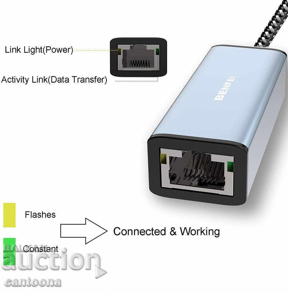 Auction  Benfei USB Type-C (Thunderbolt 3) to RJ45 Gigabit Ethernet