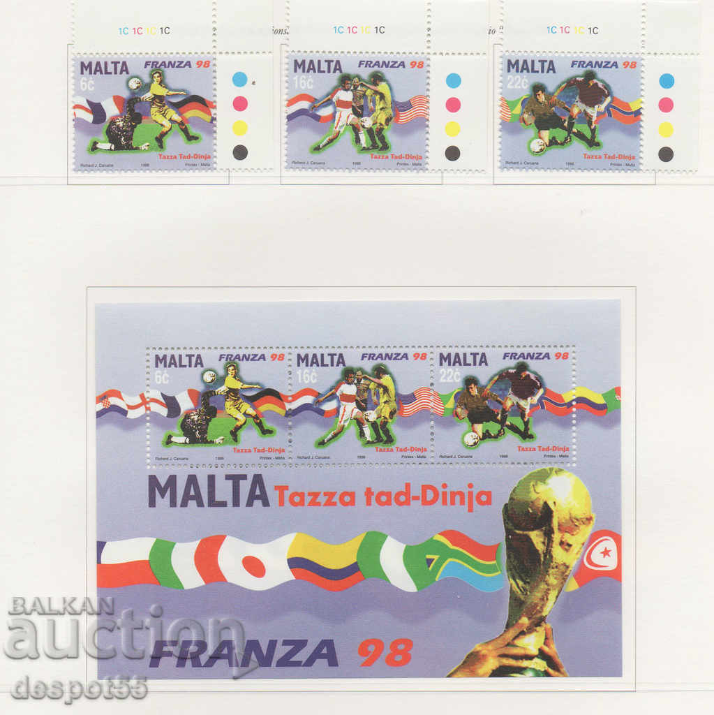 1998. Μάλτα. Παγκόσμιο Κύπελλο - Γαλλία + Μπλοκ.