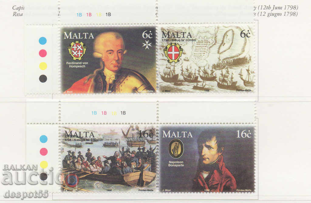 1998. Малта. 200 год. от превземането на Малта от Наполеон.