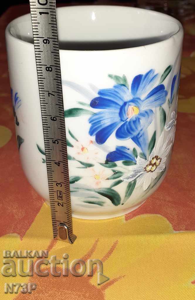 OLD PORCELAIN GLASS. HAND-PAINTED. - 5 OLD PORCELAIN GLASS. HAND-PAINTED. - 5