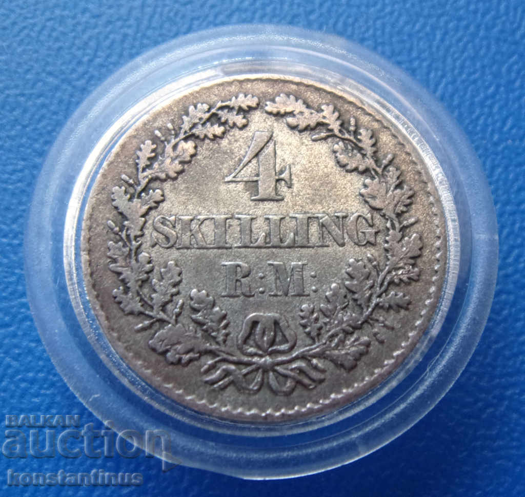 Denmark 4 Skilling 18567 Very Rare