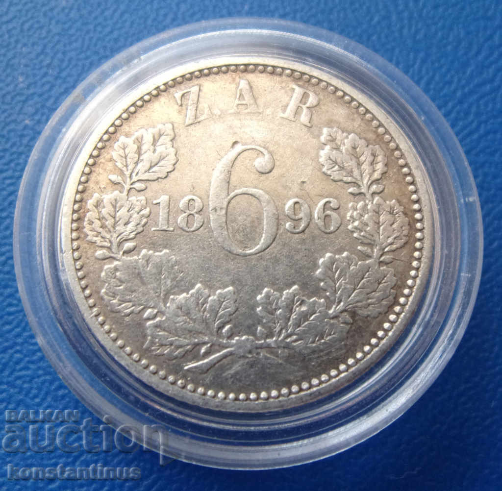Z.A.R. South Africa 6 Pence 1896 Rare