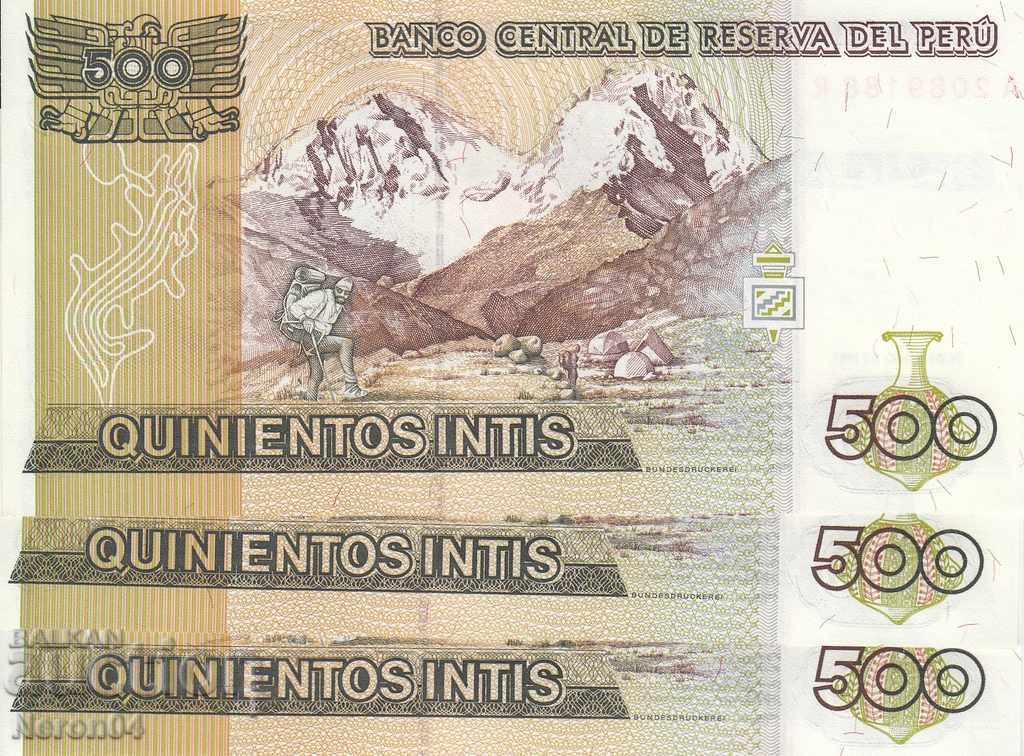 500 inti 1987, Peru (3 bancnote cu numere de serie) cu preț 5.99 BGN | € 3.06 500 inti 1987, Peru (3 bancnote cu numere de serie) cu preț 5.99 BGN | € 3.06
