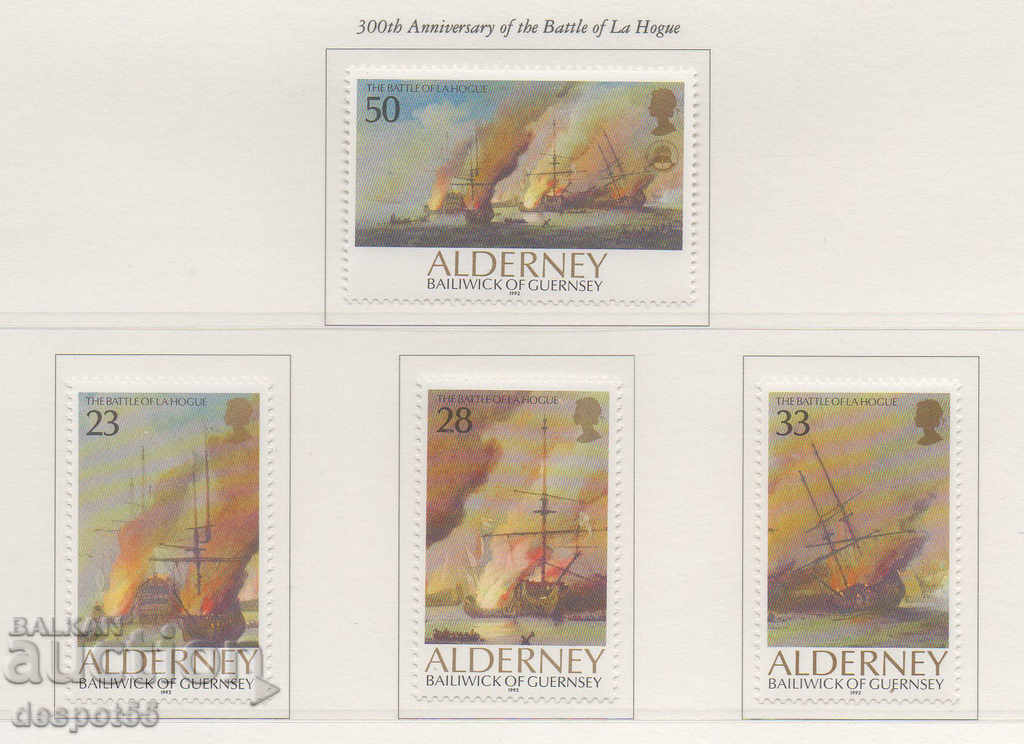 1992. Alderney. Ships - 300 years since the Battle of La Hogg.
