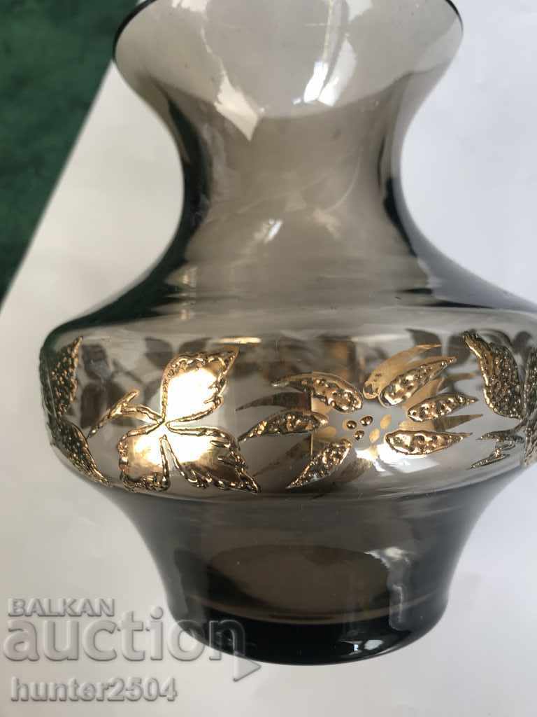 Vase-colored glass, gold decoration BG with price 24.95 BGN | € 12.76 Vase-colored glass, gold decoration BG with price 24.95 BGN | € 12.76