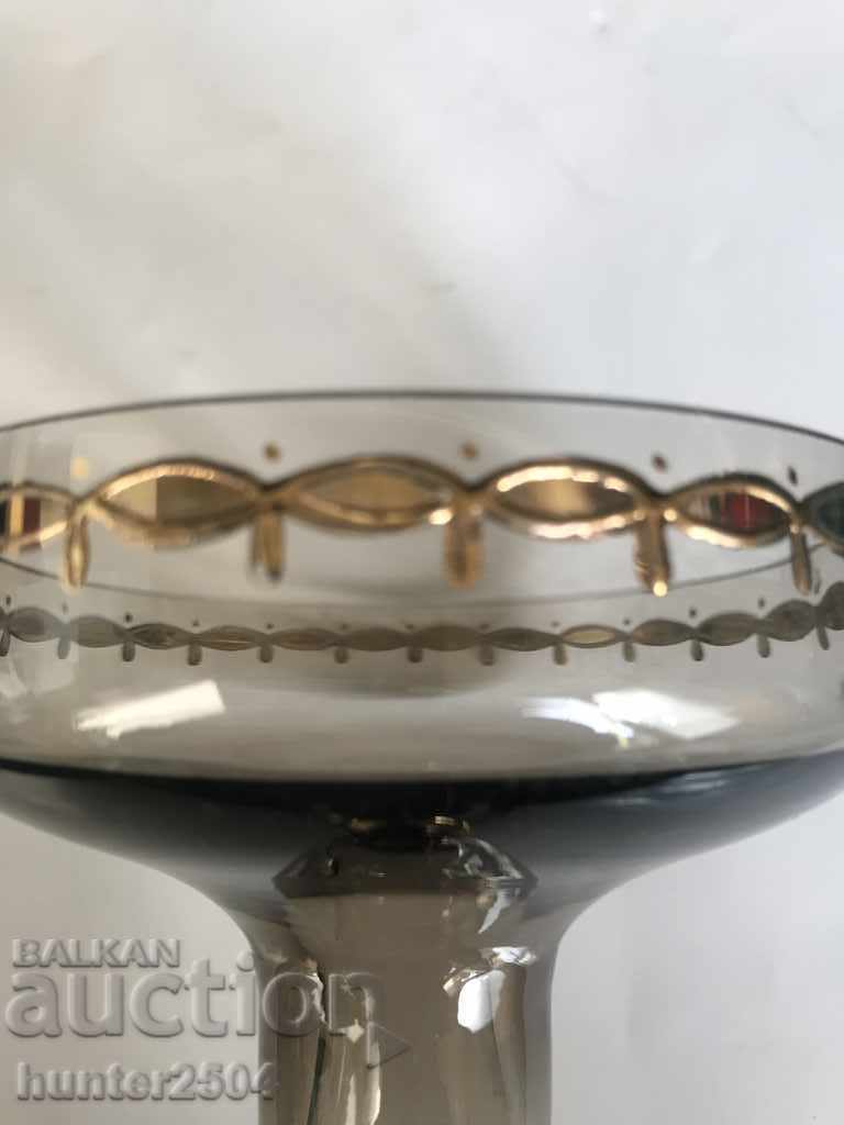 Чаша,свещник-цветно стъкло,златна украса БГ с цена 24.95 лв. | € 12.76 Чаша,свещник-цветно стъкло,златна украса БГ с цена 24.95 лв. | € 12.76