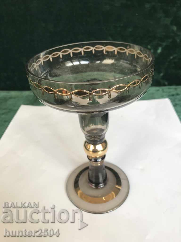 Cup, candlestick-colored glass, gold decoration BG