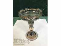 Cup, candlestick-colored glass, gold decoration BG