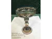Glass, candlestick - colored glass, gold decoration BG