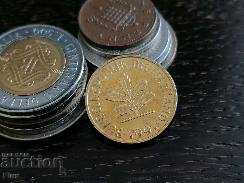 Coin - Germany - 10 pfennigs 1991; D series with price 0.90 BGN | € 0.46
