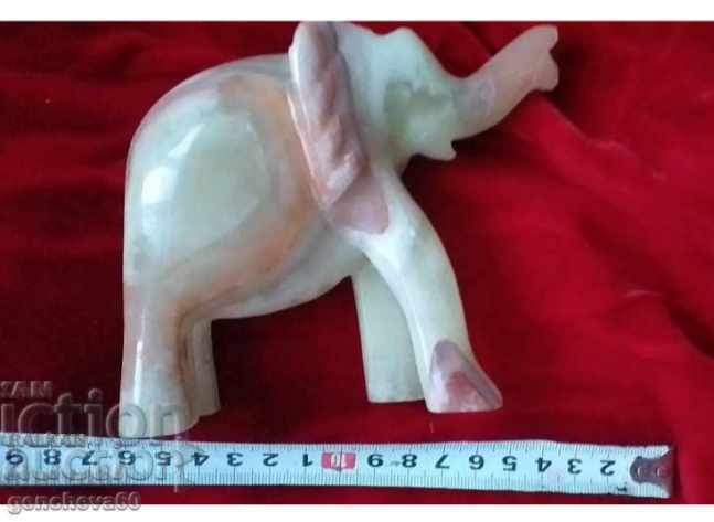 Auction  Onyx elephant figure and fish, knife rests