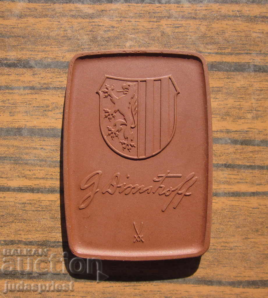 Auction Georgi Dimitrov medal plaque made of porcelain meissen Auction Georgi Dimitrov medal plaque made of porcelain meissen