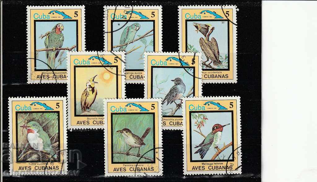 Cuba - 1983 păsări 8 mărci distruse.