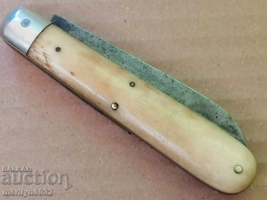 Auction  Old leg white bone chire pocket knife corkscrew knife
