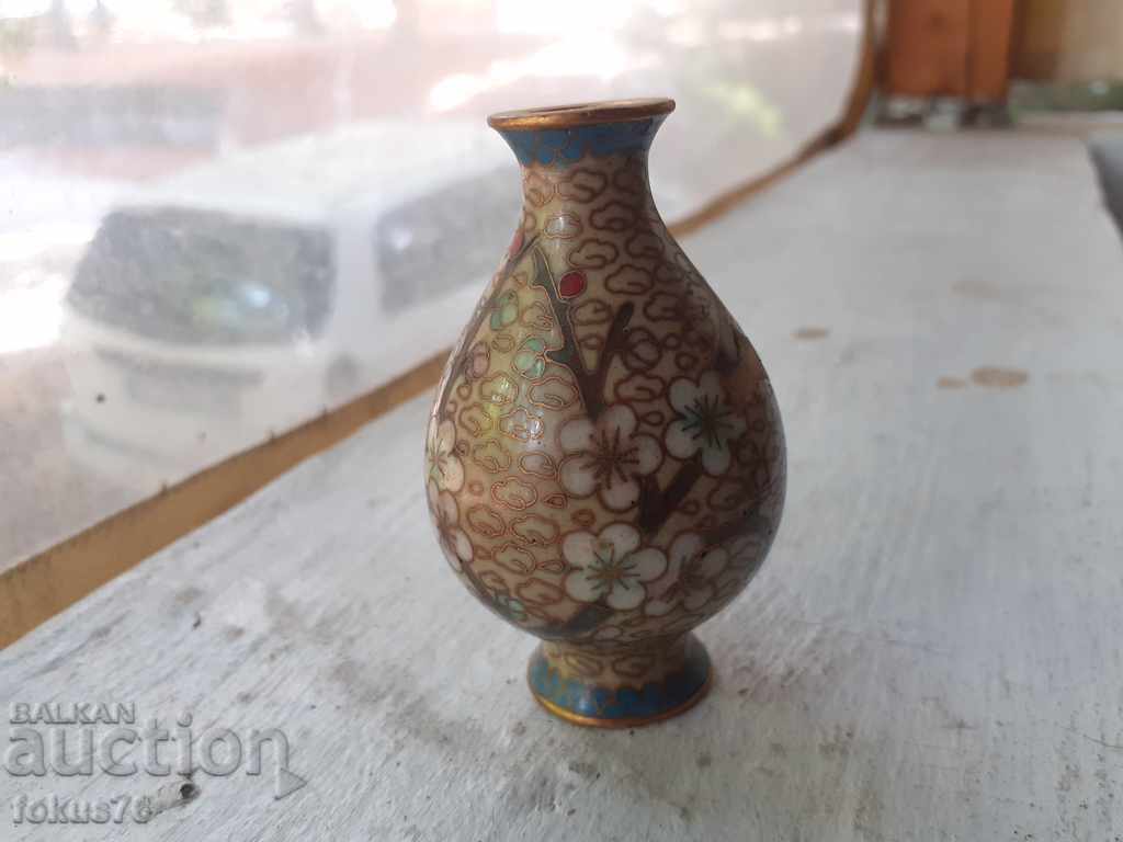 Old cute little cloisonne vase - 5