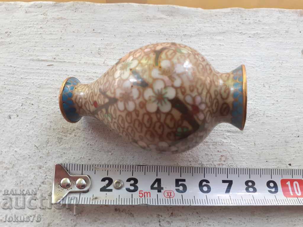 Old cute little cloisonne vase - 6