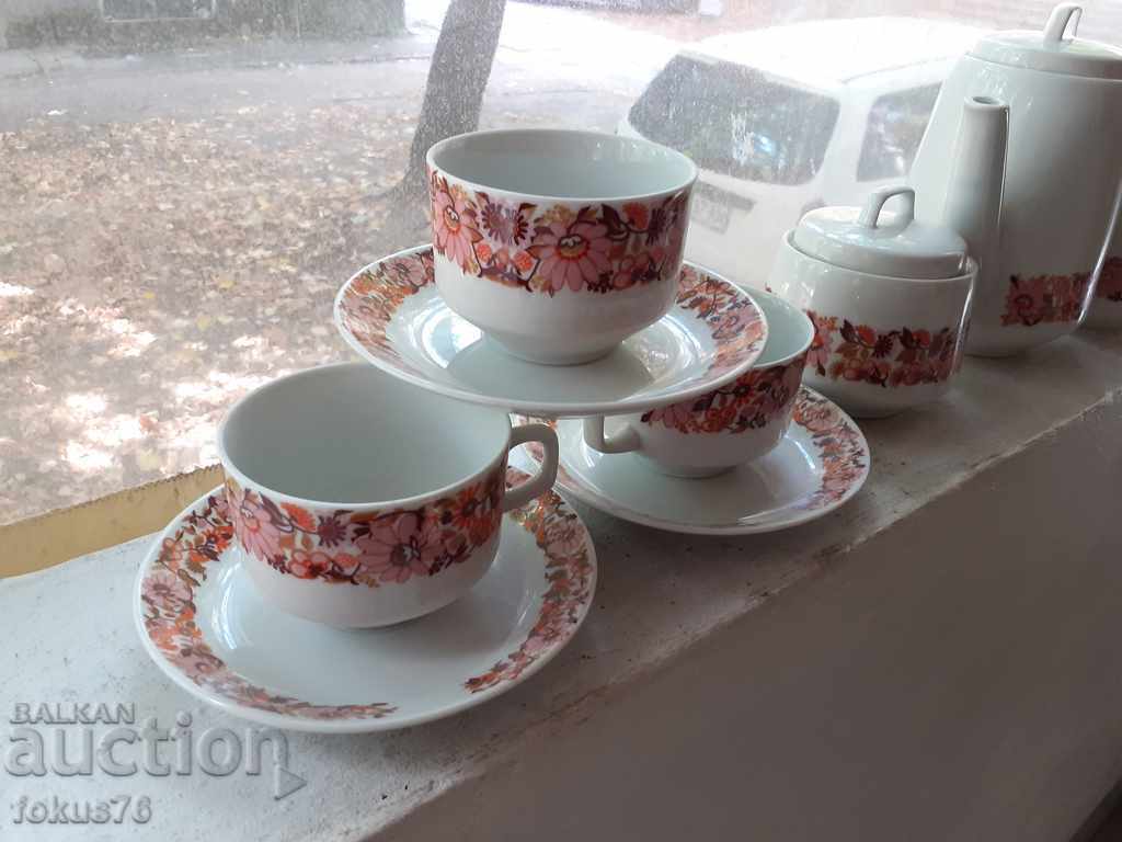 Old Bulgarian porcelain tea set with price 120.00 BGN | € 61.36