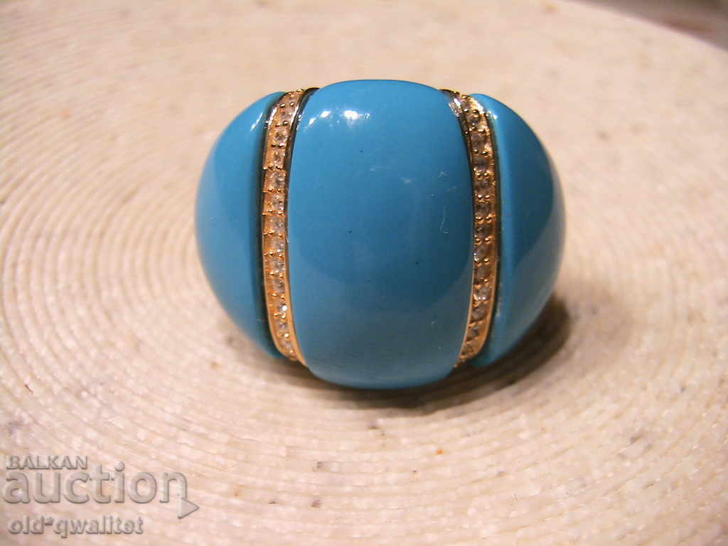 Auction SILVER RING with gilding, SILVER 925, open bar Auction SILVER RING with gilding, SILVER 925, open bar