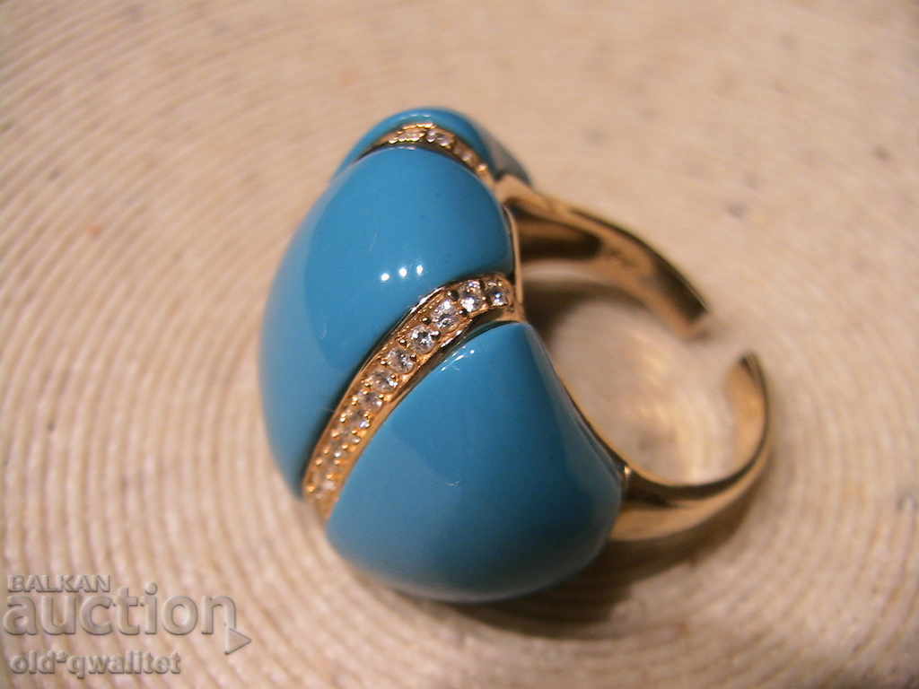 SILVER RING with gilding, SILVER 925, open bar - 5 SILVER RING with gilding, SILVER 925, open bar - 5