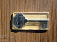 old Russian large metal key with box