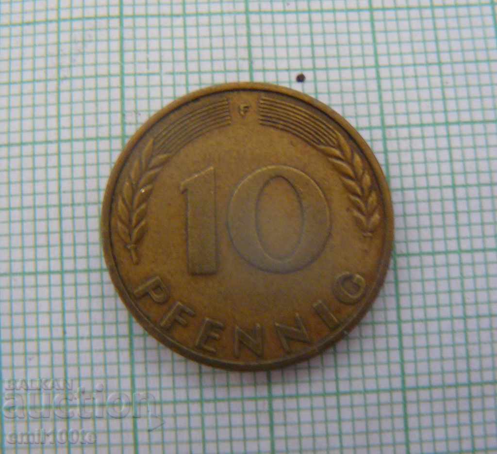 10 пфенига 1950 г. F Германия