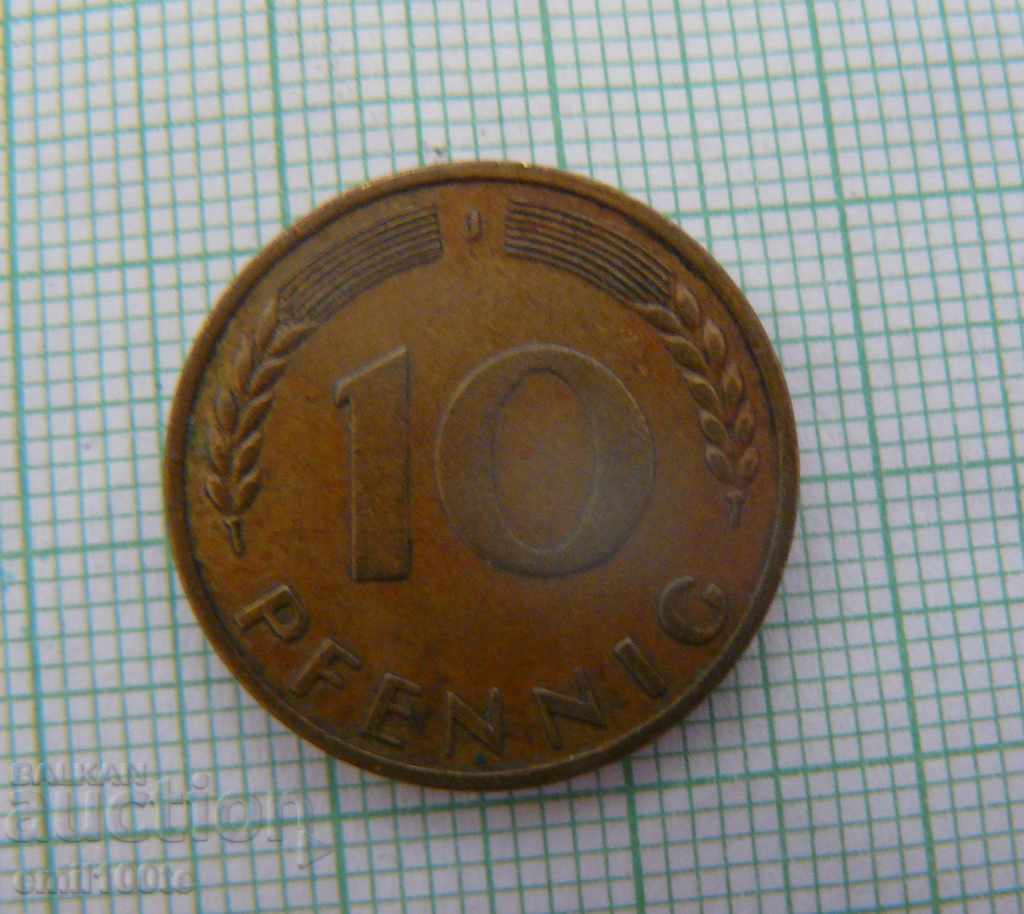 10 pfennig 1950 J Germany with price 1.00 BGN | € 0.51 10 pfennig 1950 J Germany with price 1.00 BGN | € 0.51