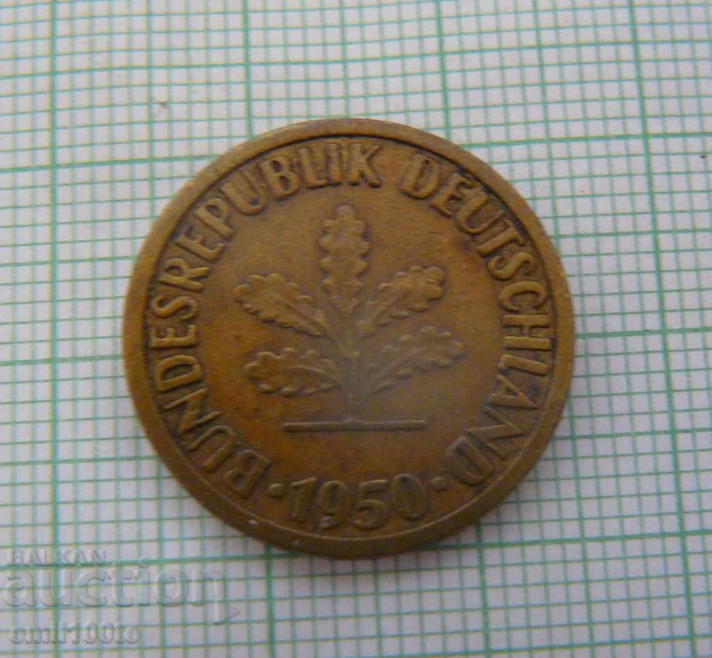 10 pfennig 1950 J Germany - 5 10 pfennig 1950 J Germany - 5