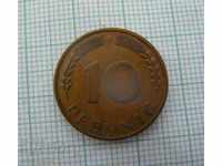 10 pfennig 1950 J Germania