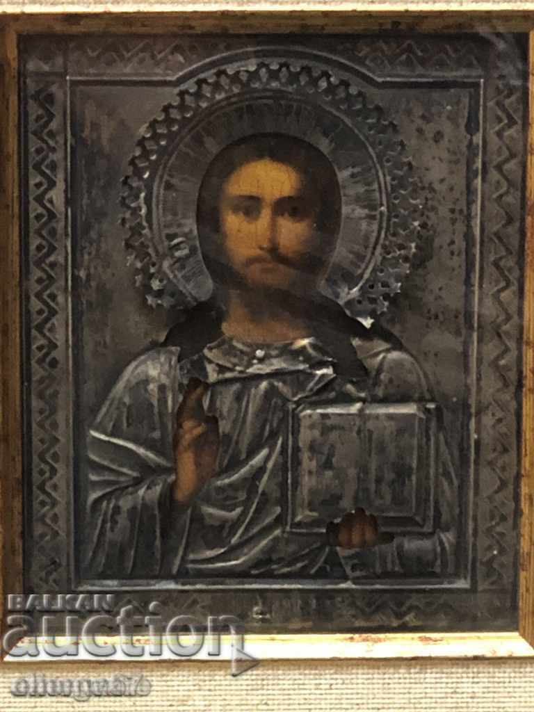 Παράδοση Παλιά ρωσική εικόνα με ασημένια εξαρτήματα από τα τέλη του 19ου αιώνα Παράδοση Παλιά ρωσική εικόνα με ασημένια εξαρτήματα από τα τέλη του 19ου αιώνα
