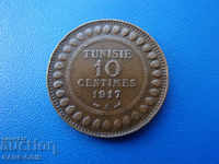 XI (43) Tunisia 10 Santim 1917 Rare