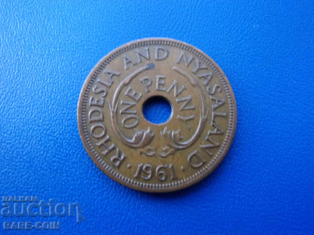 XI (50) Rhodesia and Nyasaland 1 Penny 1961 Rare with price € 3.58 | 7.00 BGN