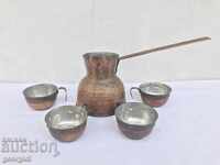 Copper service - pot with cups №0966