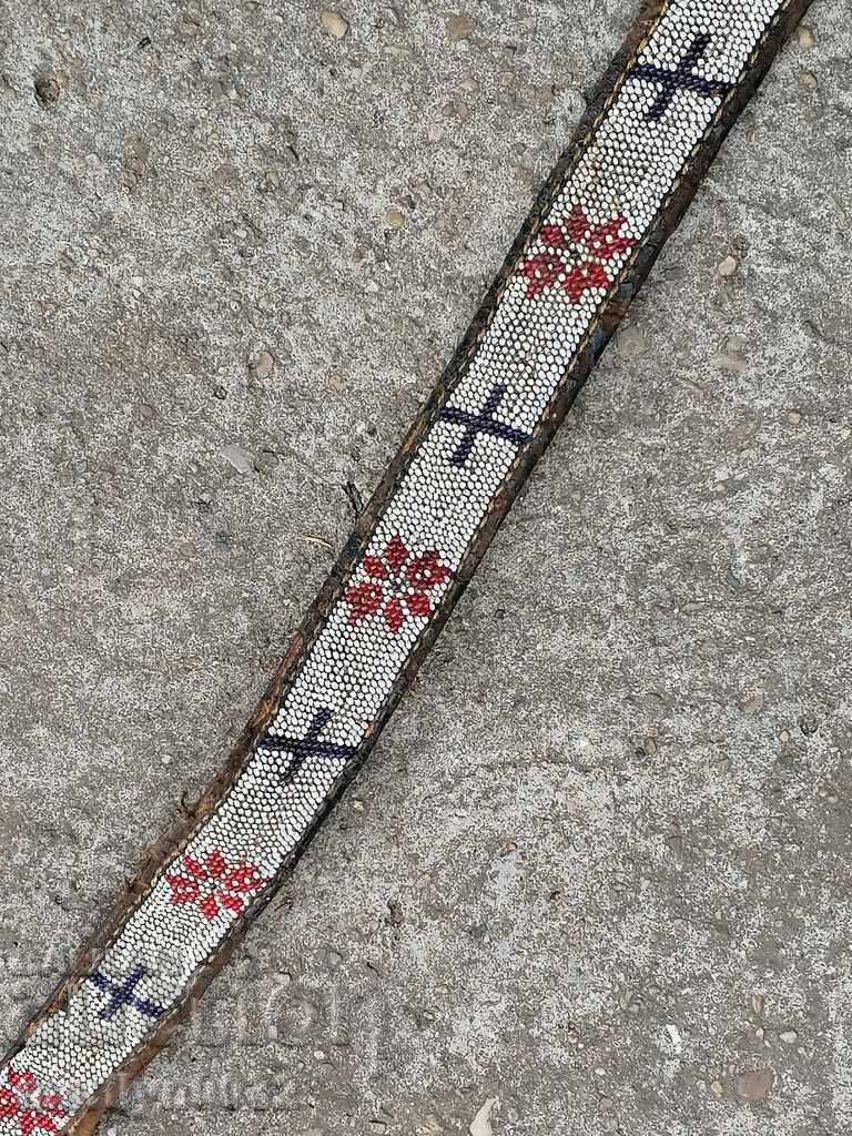 Auction Old handwoven belt with beads blue sash belt costume Auction Old handwoven belt with beads blue sash belt costume