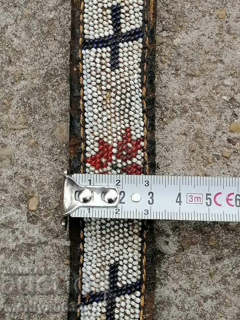Delivery of Old handwoven belt with beads blue sash belt costume Delivery of Old handwoven belt with beads blue sash belt costume