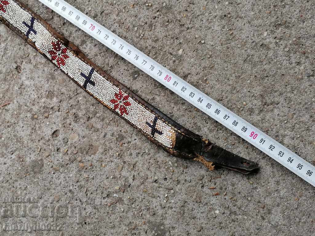 Old handwoven belt with beads blue sash belt costume - 5 Old handwoven belt with beads blue sash belt costume - 5