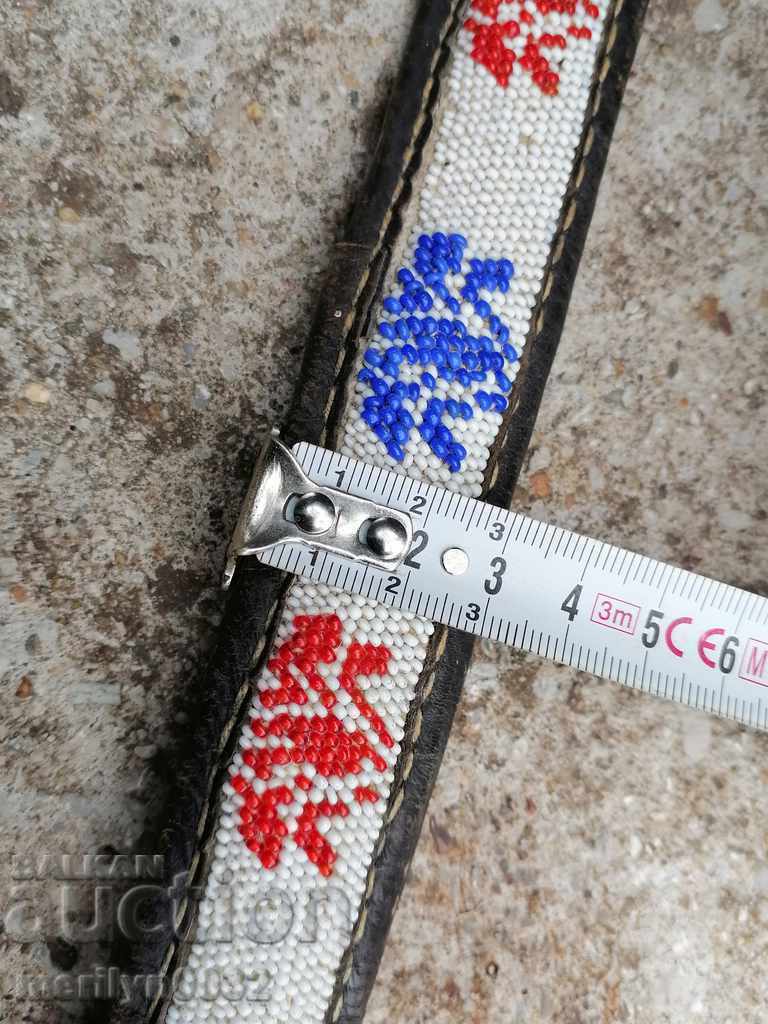 Delivery of Old handwoven belt with beads blue sash belt costume Delivery of Old handwoven belt with beads blue sash belt costume